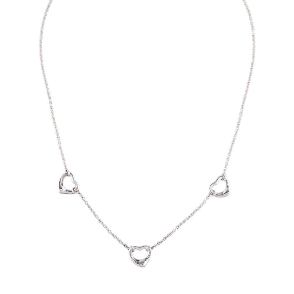 Tiffany & Co. Elsa Peretti Open Heart Station Necklace Sterling Silver